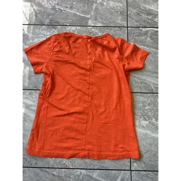 Club Monaco Womens XS Orange V-Neck Slub Cotton Short Sleeve T-Shirt 0996 - Picture 6 of 8